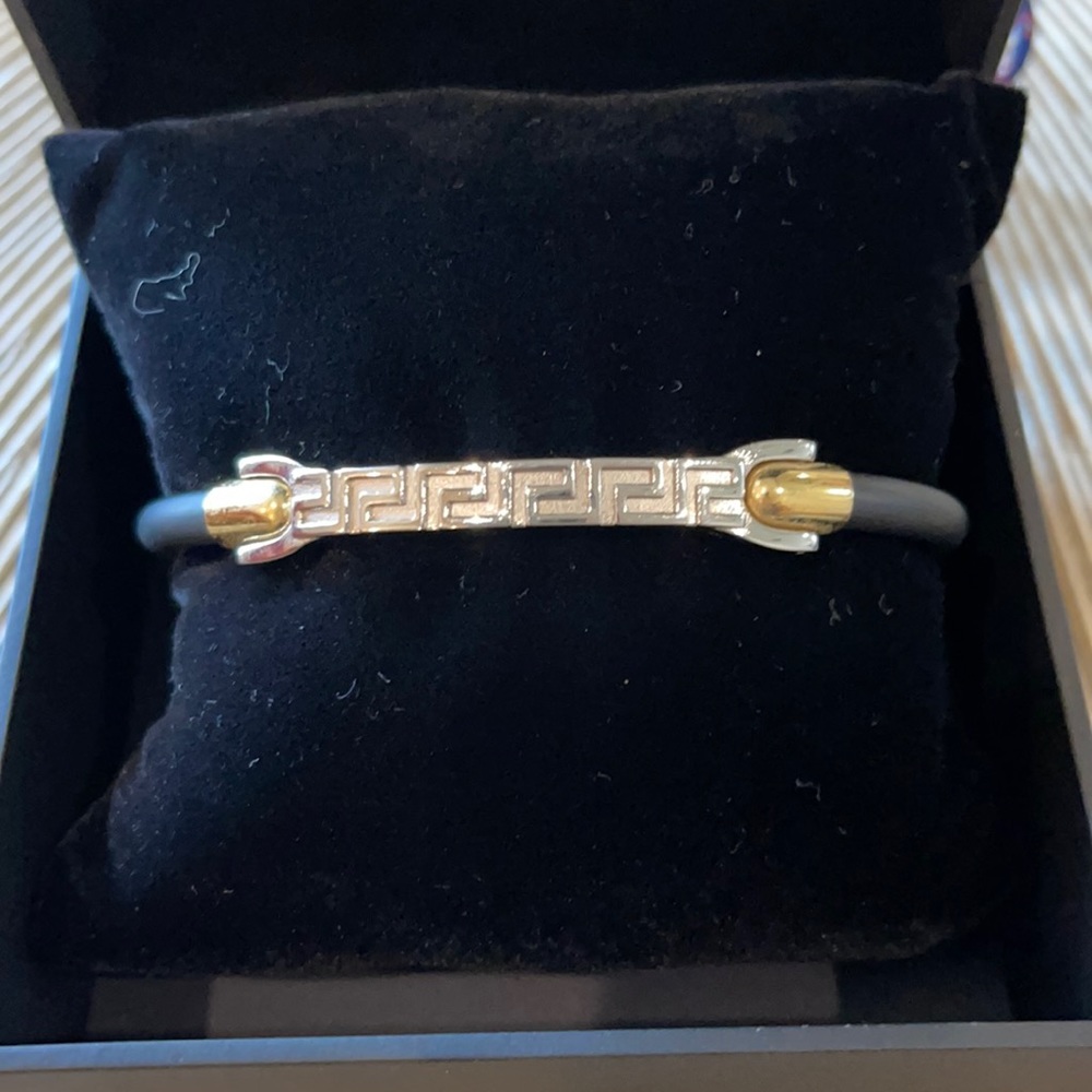 Versace style black rubber with stainless steel